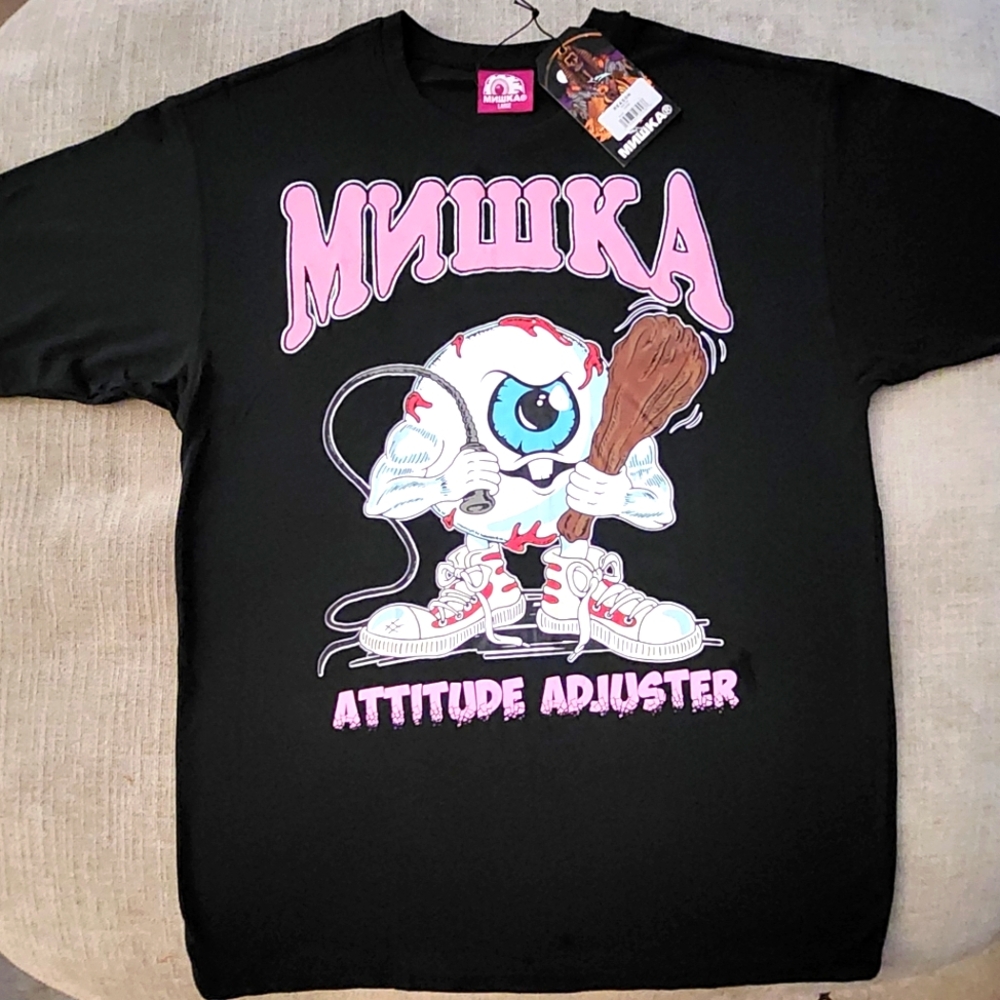 Mishka MNWKA mens large black with pink text